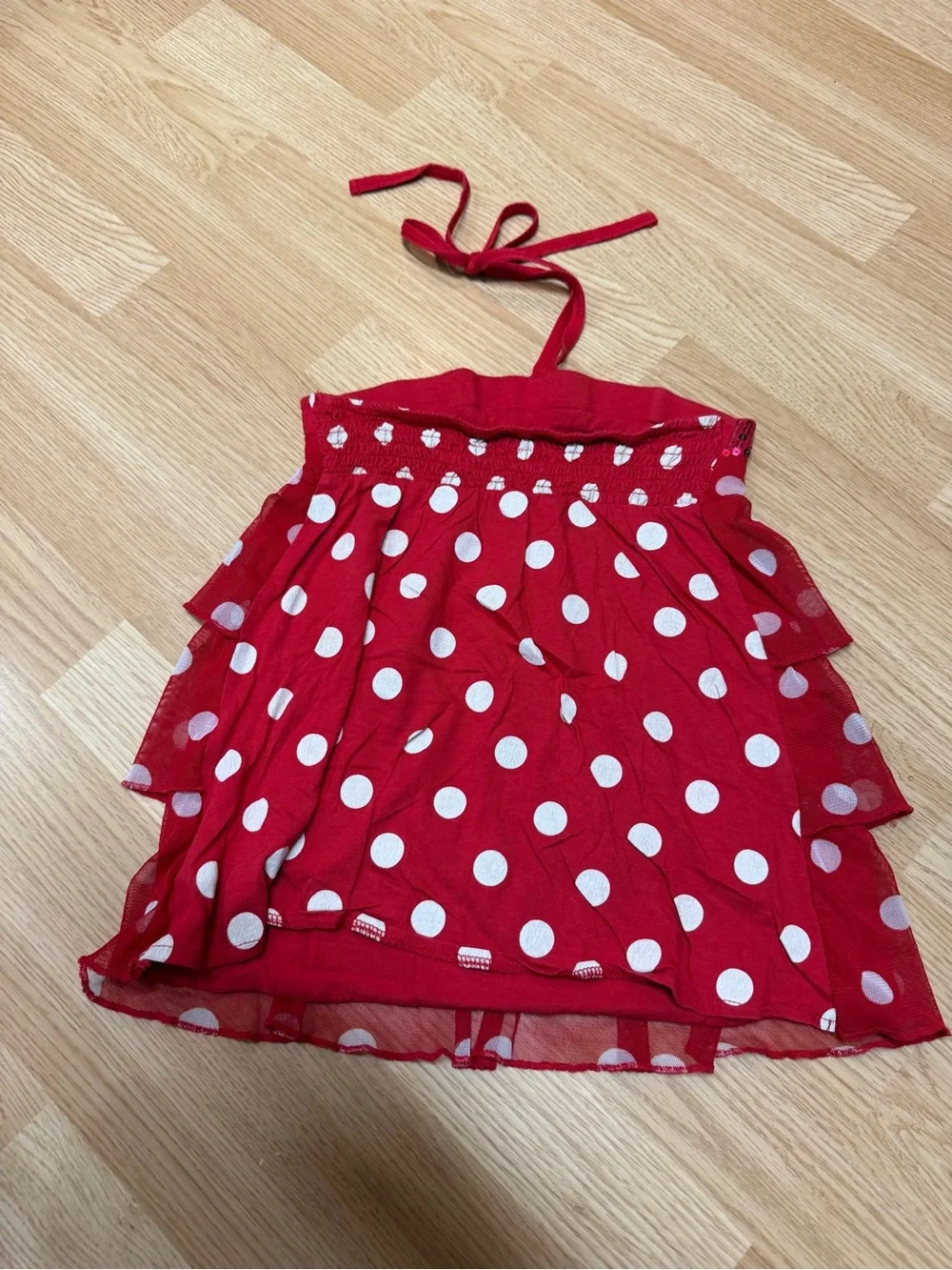 Justice Red White Polka Dot Tiered Halter Top Sequin Trim Ruffle Girls Size 8